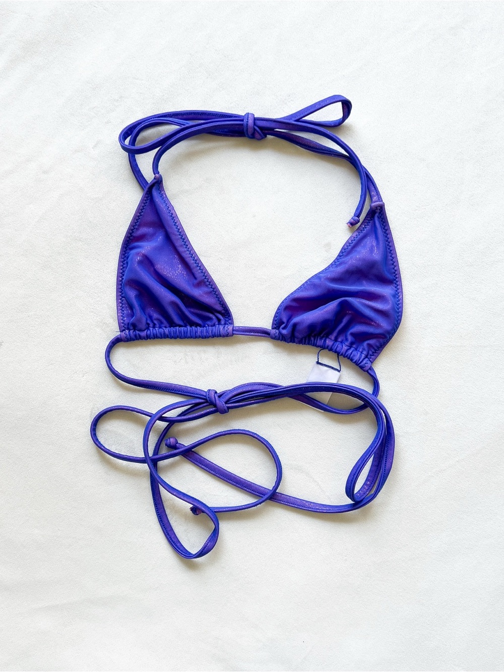 La’Mariette Shimmery Purple and Pink Triangle Bikini Top - Small
